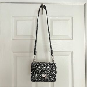 Rebecca Minkoff Christy Small Shoulder Bag with Floral Cutouts, Black/White